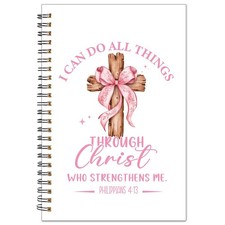 Christian Church Notes Journal for Women - Coquettte Pink Bow Spiral Notebook...