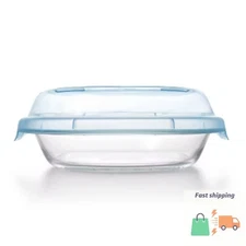 OXO Glass Deep Dish Pie Plate with Lid: Round Pie Pan 44.8 Volume Capacity