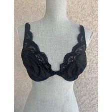 Valentino Intimo Black Lace Unlined Underwire Bra Swiss Dot Vintage 38C USA Made