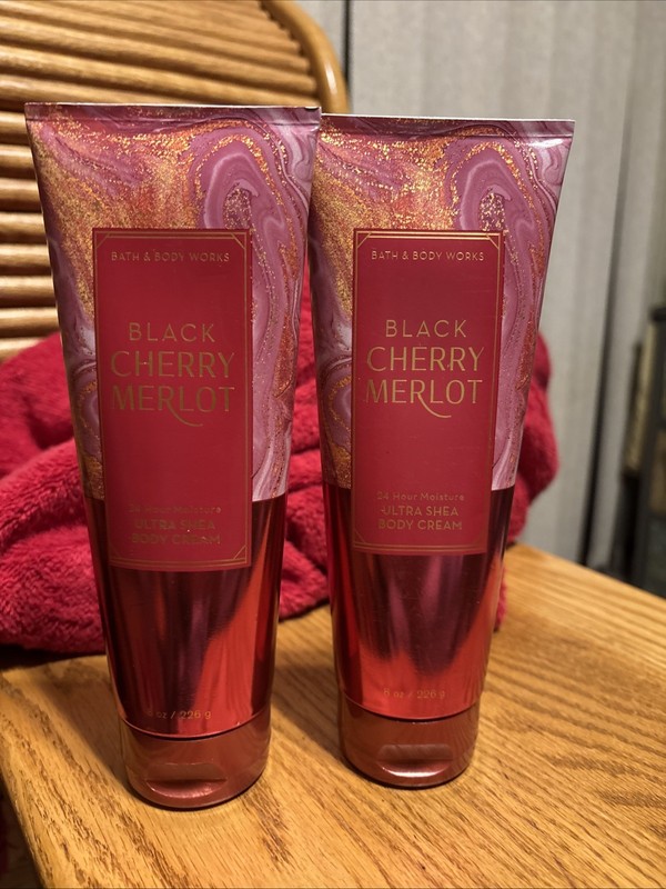 NEW, 2 Bath & Body Works, Black Cherry Merlot Ultra Shea, Body Cream, 8 Ounces ￼