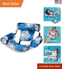 Pool Floats Chairs Adult,Inflatable Pool Lounge,Plant Pattern Floating Mat Ha...