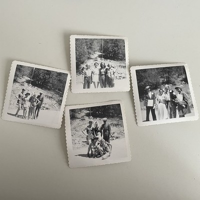 Vintage B&W Photos Of Men Dressed As Women In Bathing Suits Outdoor Wedding