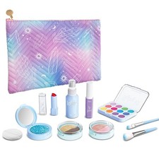 Pretend Makeup Kit for Girls, 11 Pcs Kids Cosmetic child-size, Blue