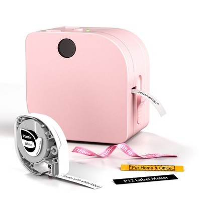 Phomemo Label Maker Machine with Tape, P12 Ribbon Printer Small, Pink 