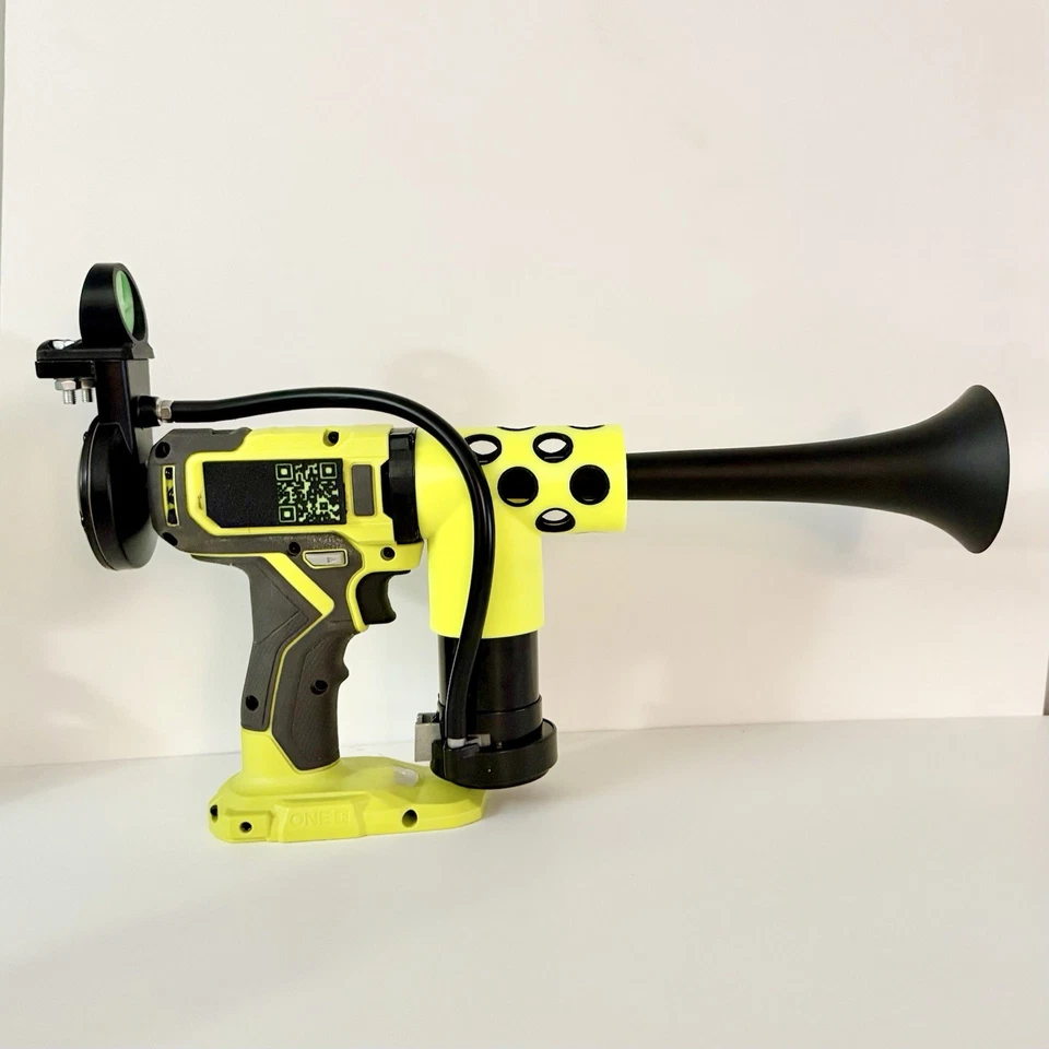 Pistola de buzina de trem Ryobi Air Horn. Raro Bumble Bee Edition THE BARULHENT + Extras - Imagem 2 de 4