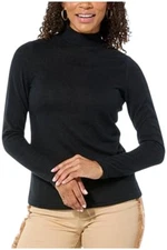 DG2 by Diane Gilman Women's Sweater Keyhole Mock-Neck Top Black
