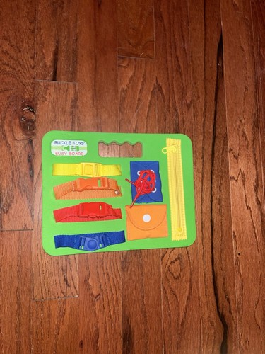 Buckle Toys Busy Board Green Foam Montessori Toddler Toy Buckles Zipper And Lace