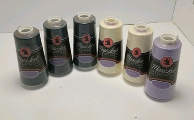 Lot Of 6 Multi Color Maxi-Lock Serger Thread Polyester 3000 Yards New  Sewing 