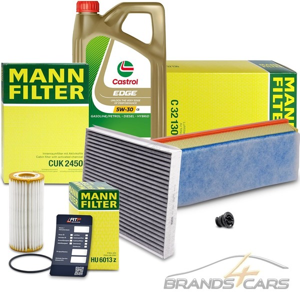 MANN-FILTER Inspektionspaket Set A + ÖL FÜR Audi A4 B8 A5 8T Q5 8R 1.8 +2.0 Tfsi-image