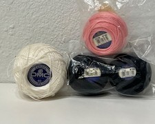 4 DMC Crochet Thread Size 40 Cordonnet Special Black Pink Cebelia White Vintage