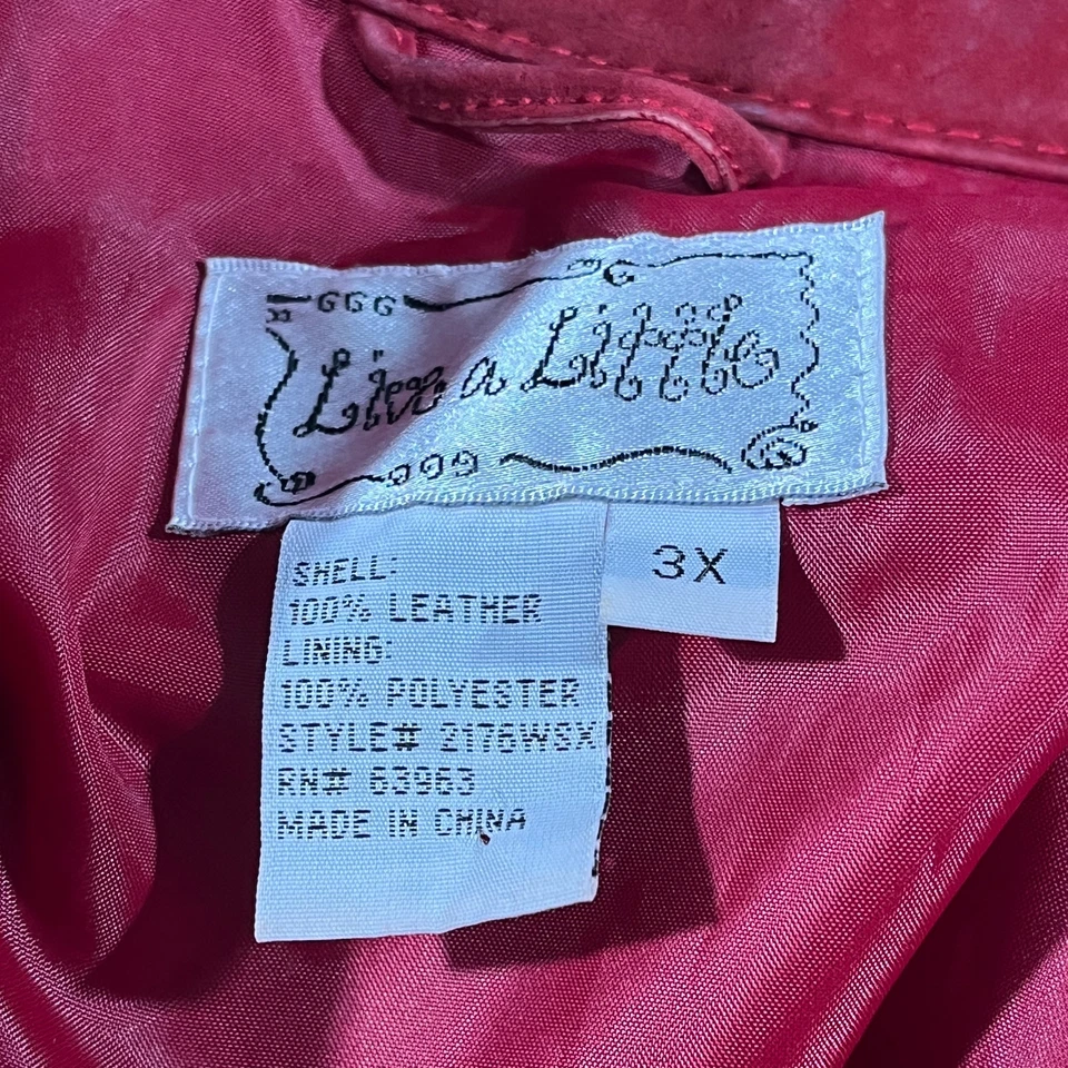 Vintage Live A Little Jacket Womens 3X Leather Suede Snap Button Western Cowgirl - Image 3 of 4