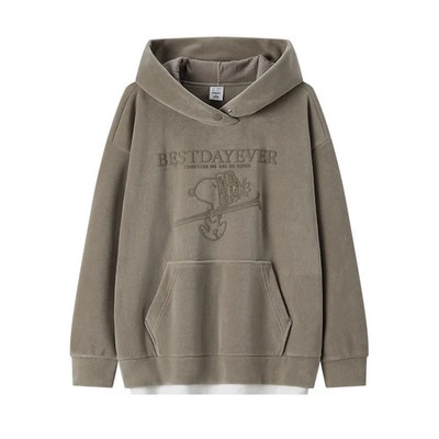 Women's Oversize Patterned Hoodie Mid Length Warm Winter Sweatshirt