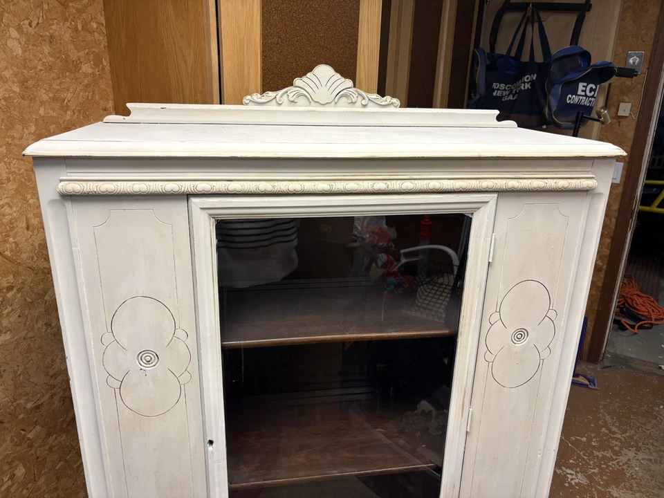 Antiguo vitrina de madera Art Deco para gabinete de porcelana Foto 2 de 4