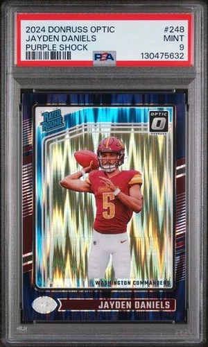 2024 Donruss Optic #248 Jayden Daniels RC Purple Shock  PSA 9 MINT COMMANDERS