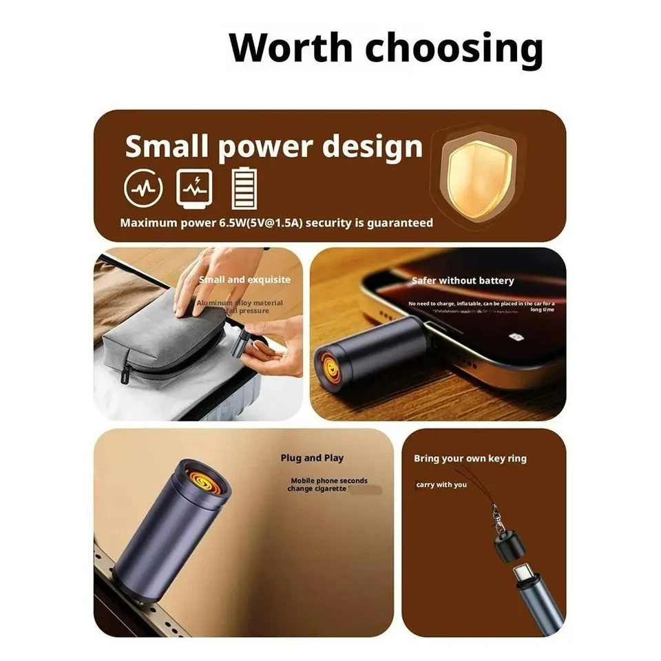 Encendedor de encendido de aire USB C - A prueba de viento y eficiencia energética, luz de bolsillo portátil - Imagen 2 de 4