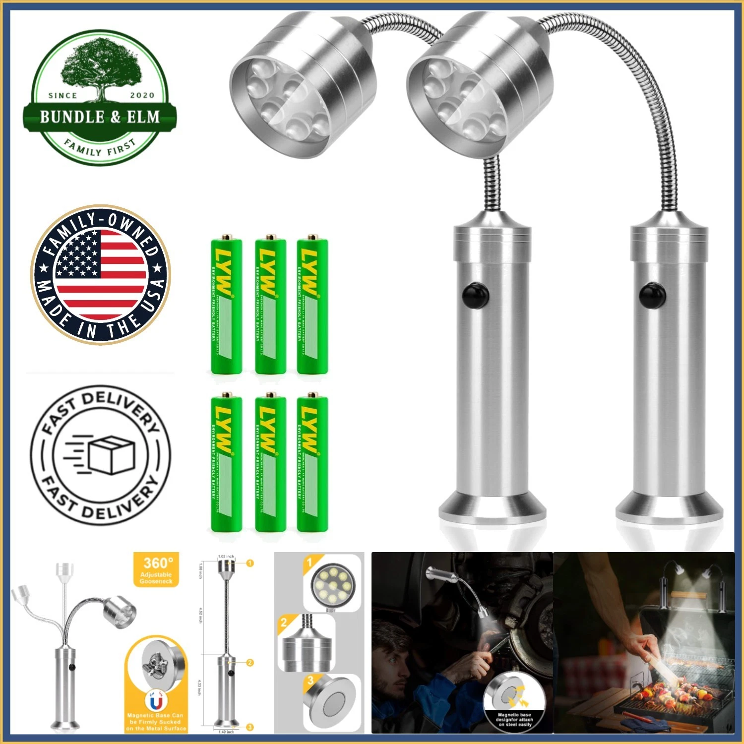 Weather Resistant LED Grill Light with Magnetic Mount and 9 High-Density LEDs