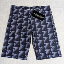 Youth XL Swim Jammer Boys Geometric Black Gray Drawstring 24" Competition Trunks