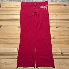 Vintage Y2K Aeropostale Aero 87 Glitter Heart Fleece Flared Sweatpants - Medium
