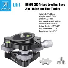   85mm Tripod Leveling Base 2 In 1 Camera Leveler Adjusting Tripod Head Load 33lb