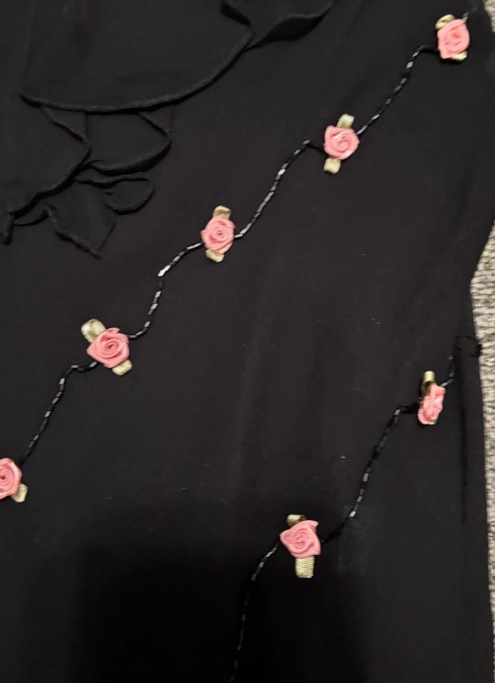 Conjunto sin mangas y falda Y2K Eci New York talla 12 seda 3D rosa floral leer descripción Foto 4 de 4