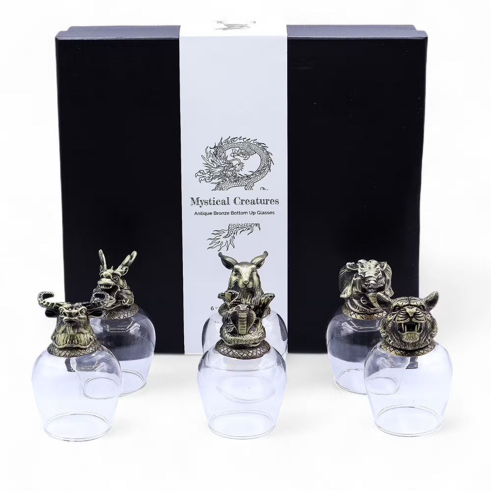 Serenityy Unisex Bronze Gift Set Of Mystical Creature Shot Glasses 100Ml - Antique Size 6 - Image 2