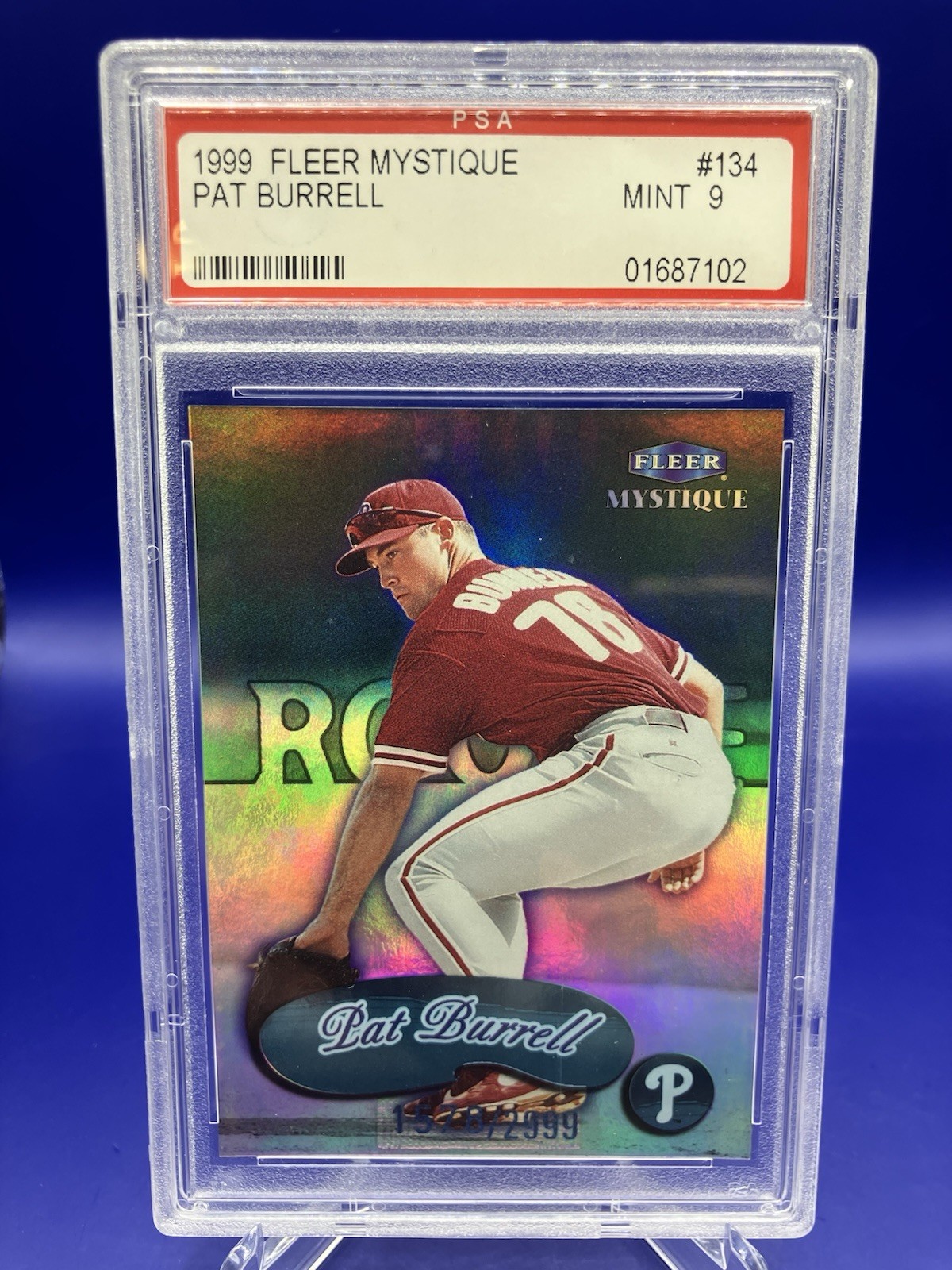 1999 Fleer Mystique PAT BURRELL RC ROOKIE CARD #134 /2999 PSA 9 Phillies