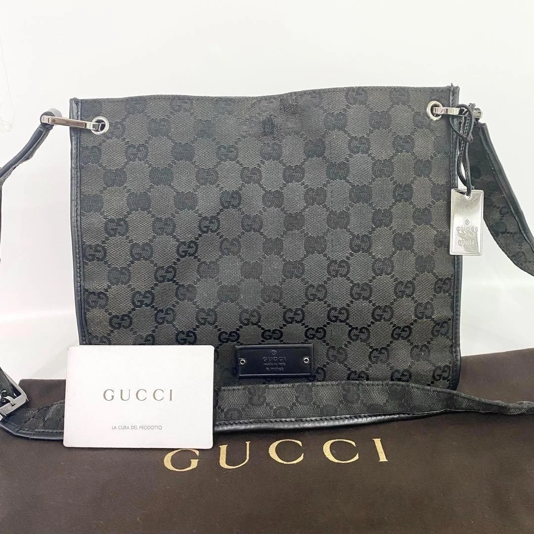 Sac bandoulière Gucci Gg toile cuir noir