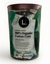 L Bawełna organiczna Tampony rdzeniowe 30ct Lekkie i regularne bez BPA Pielęgnacja bezzapachowa NOWE
