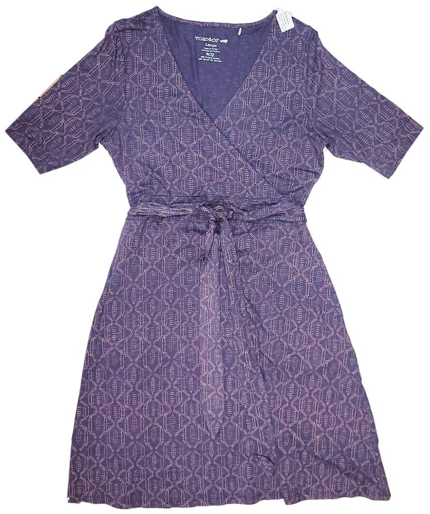 TOAD & CO. Womens Large CUE FAUX WRAP DRESS Short Sleeve Travel Casual Comfort View 2
