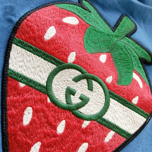 Gucci Strawberry Design Blue Dog Wear Dog Shirts Size L Unused O8 - 第 5/5 張圖片