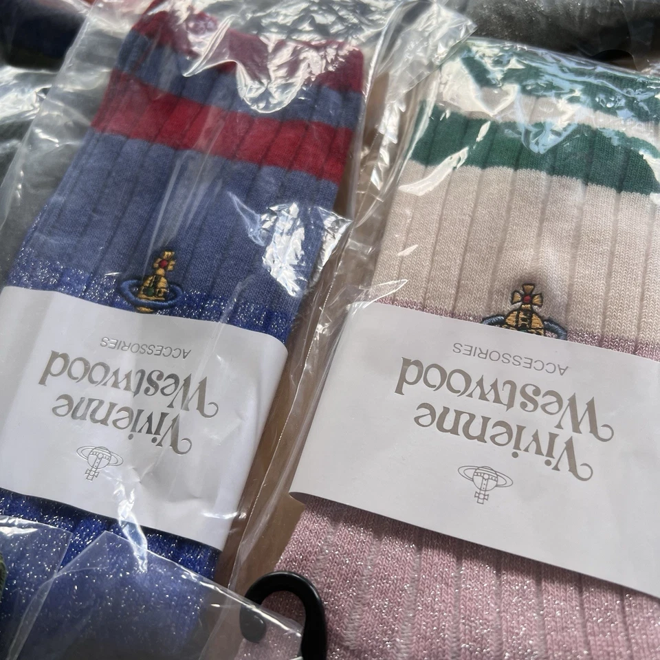 RANDOM 2 Calcetines Vivienne Westwood Mujer Media Pantorrilla Talla 4-7 Hechos en Japón Foto 3 de 4