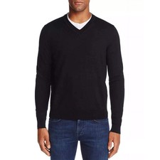 Hart Schaffner Marx V-neck Sweater Mens SZ 4XL-Tall Black Extra Fine Merino Wool