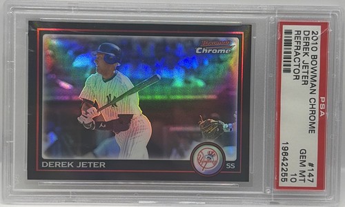 2010 BOWMAN CHROME REFRACTOR #147 DEREK JETER PSA 10 GEM MINT GRADED RARE SP