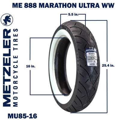 Metzeler ME 888 Marathon Ultra White Wall MU85 B16 Rear Tire with