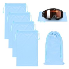 4-Pack Ski Goggle Bag, 9.8" x 5.9" Microfiber Bag for Snow Goggles Light Blue 