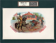 SCARCE Old Original G. H. GATO'S CONQUEST Cigar Label - MEDIEVAL JOUSTING