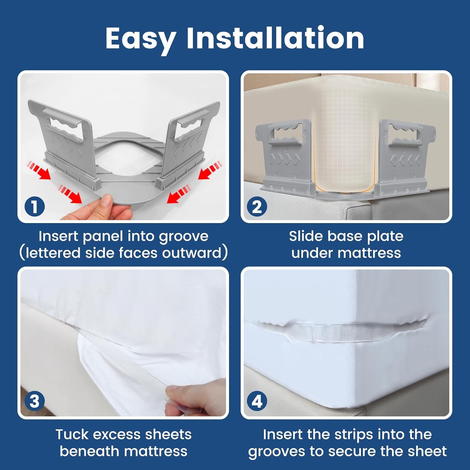 Bed Sheet Holders for Corners, Sheet Holders Keep Sheets Firm & Tight - Lock Fit