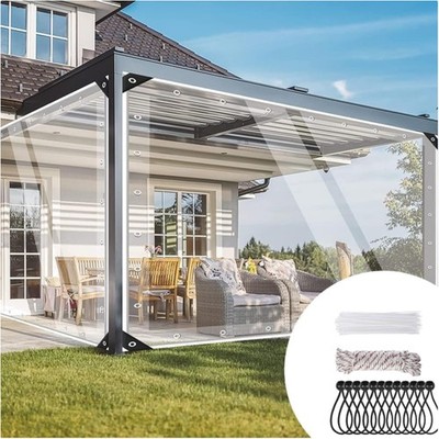 Plane PVC 420g/m² transparent mit Ösen, Seile, Kabelbinder