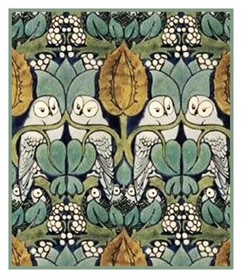 C.F.A. Voysey Arts & Crafts Owls Counted Cross Stitch Chart Pattern