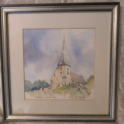 David Hollis Original Vintage Aquarell Gemälde