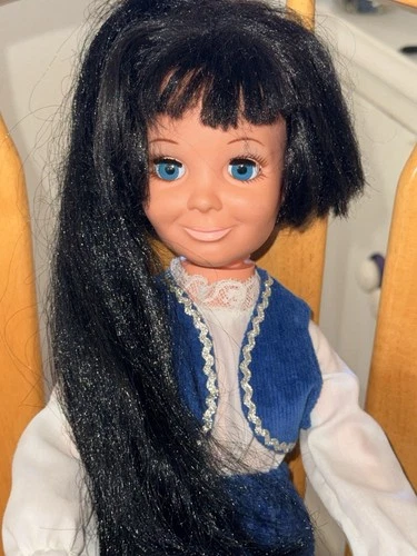 VINTAGE 1970'S IDEAL TRESSY CRISSY FAMILY DOLL W/ Jet Black Grow Hair 18”