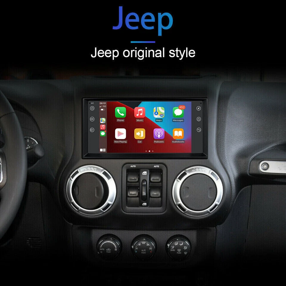 7" Android 13 Car Radio Stereo GPS Carplay For Jeep Wrangler Dodge RAM Chrysler - Image 4 of 4