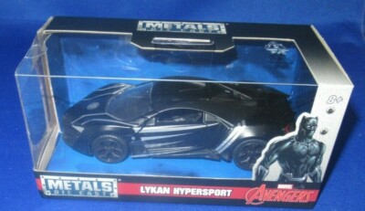 METALS DIE CAST LYKAN HYPERSPORT AVENGERS BLACK PANTHER 1:34, NEW