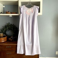 Vintage 80 s Natori Lilac Pink Nightgown Appliqu Size M