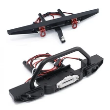 Metal Front Rear Bumper w/Light Wire For 1/10 TRX4 Axial SCX10 90046 RC Crawler