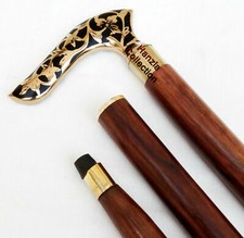 Antique Brass Victorian Handle Wooden Vintage Style Designer Walking Stick Cane