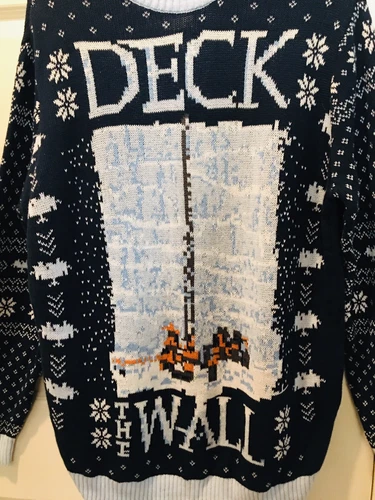 Game of Thrones Size XL Ugly Christmas Sweater Deck The Wall HBO Navy Blue