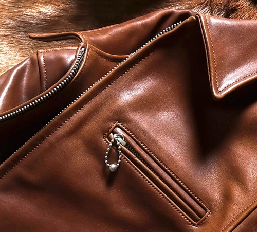 Chaqueta de motociclista retro informal americana estilo vintage de cuero de caballo encerado para hombre - Imagen 6 de 15