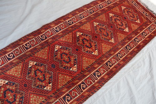 2x9 Vintage Afghan Tribal Runner Rug - Geometric Turkmen Design - Handmade Wool. - Picture 3 of 12