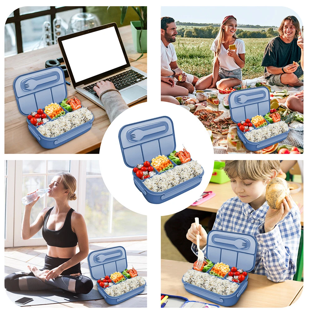 Bento Box Adult Lunch Box 4 Compartments Containers for Adults Kids with Utensil